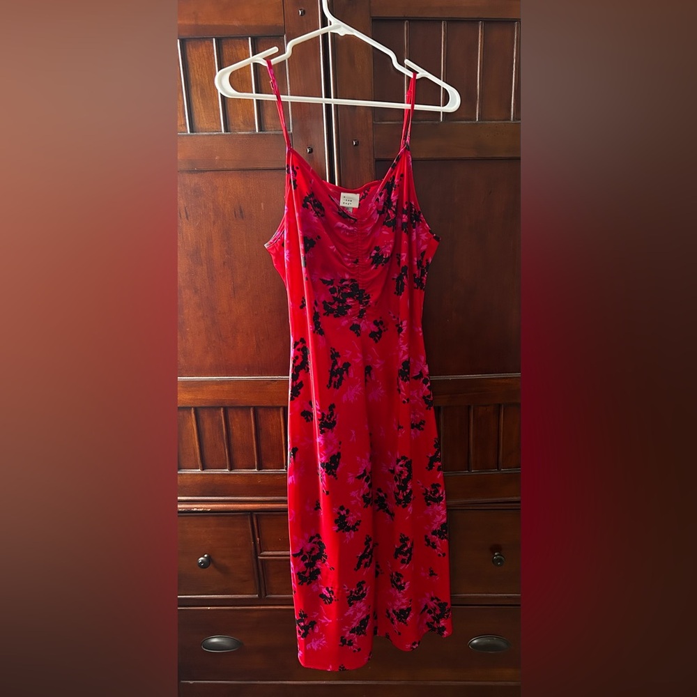 a new day Red and Black Floral Midi Dress